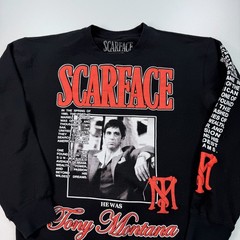 Scarface Graphic Sweatshirt Adult Small Crew Neck Black Pullover Movie Casual
