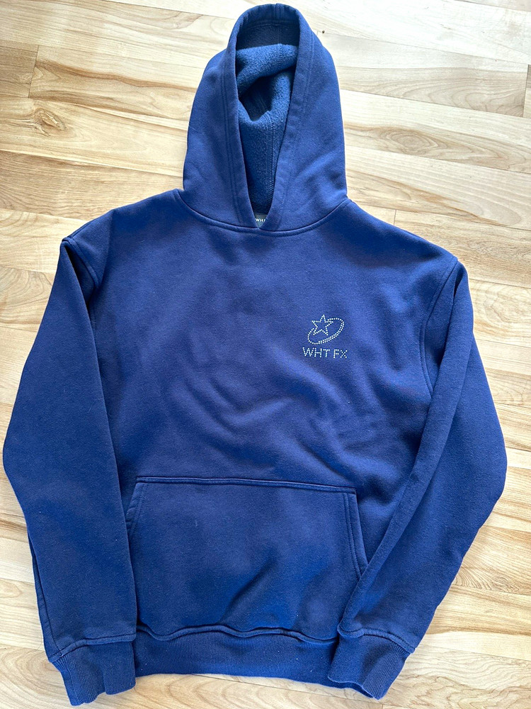 White Fox Xxs/Xs navy blue gem letters hoodie