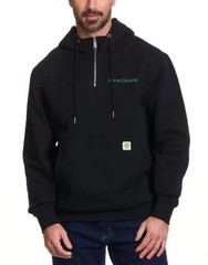John Deere Men’s Quarter Zip Hoodie Heavyweight Cotton Pullover Medium NWT Black