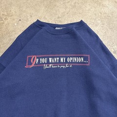 Vintage Quote Sweatshirt Mens XL Navy 90s USA Funny Opinion Finance Parody