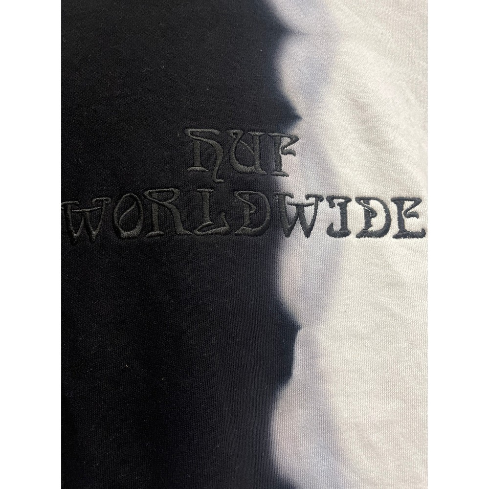 HUF Worldwide Embroidered Hoodie Sweatshirt Dual Tone Black White Small