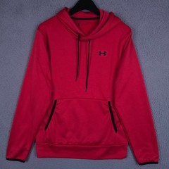 Under Armour Hoodie Mens Small Red Loose Fit Fleece Hooded Sweatshirt Active Gym