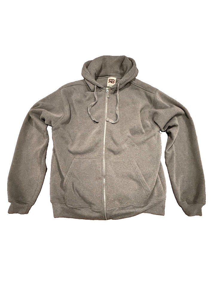 Royal Blue Active Mens 2XL Gray Full Zip Hoodie Sweatshirt Polyester Athletic