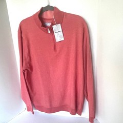 Tommy Bahama Coolside IslandZone Half Zip Sweater XL Coral Moisture Wicking