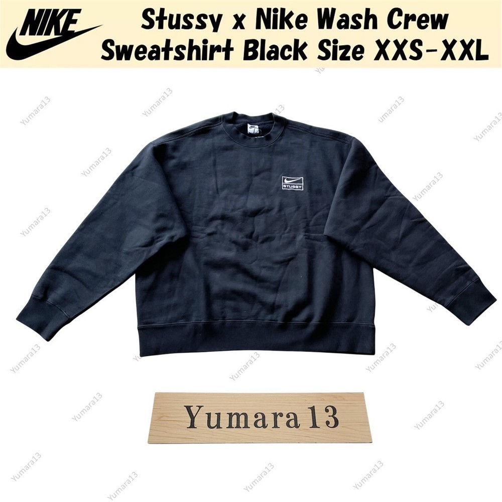 Stussy x Nike Wash Crew Sweatshirt Black Size XXS-XXL