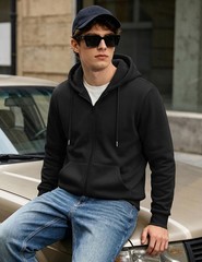 Mens Full Zip Sweatshirt Fleece Hoodie Sweat Shirts Casual Outdoor Sport Jackets