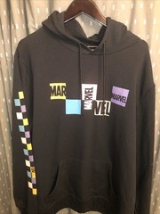 Marvel Black Classic Colorful Tile Checked Pullover Hoodie Size Mens 2 XL NWT