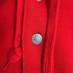VTG NAUTICA TEAM USA New 1/4 Button Hoodie Mens Sz Large Red Sweatshirt Hooded