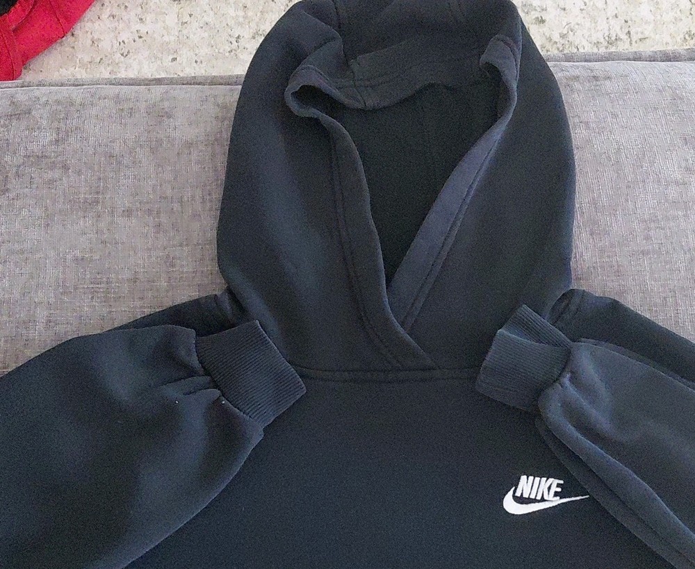 Nike Black Pullover Fleece Hoodie Long Sleeve Teens Regular 2XS(KIDS LARGE)