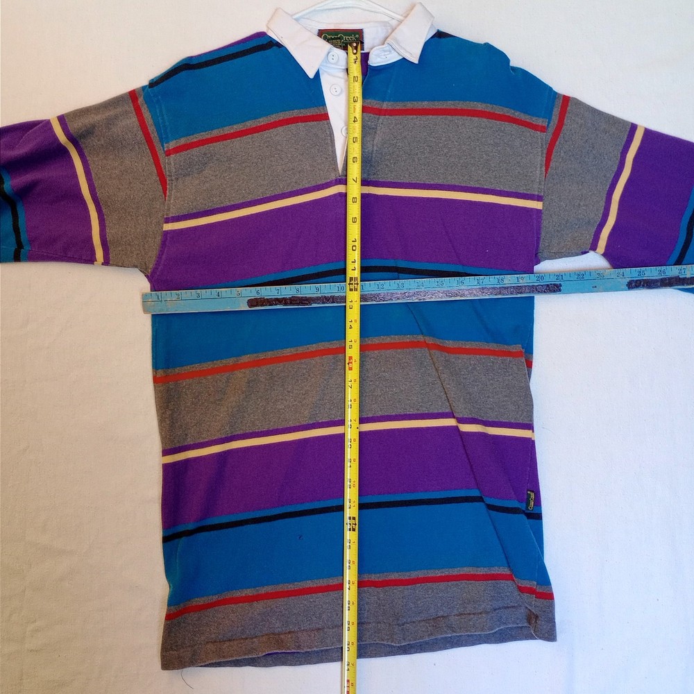 CROSS CREEK MADE IN USA LARGE TEAL GRAY PURPLE RUGBY SHIRT