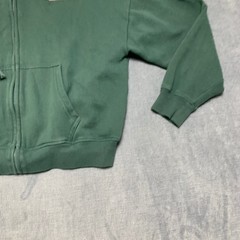 Full Zip Hoodie Jacket Mens Green P Patch Long Sleeve Fleece Lined Drawstring