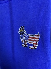 Goat USA Hoodie Mens Medium Blue Heavyweight Pocket USA Flag Logo Sweater