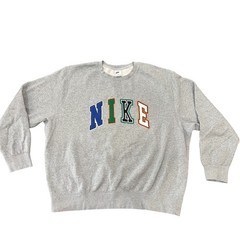 Nike Club Fleece Crewneck Sweatshirt Men’s 2XL Gray Multi Chenille Letter Logo