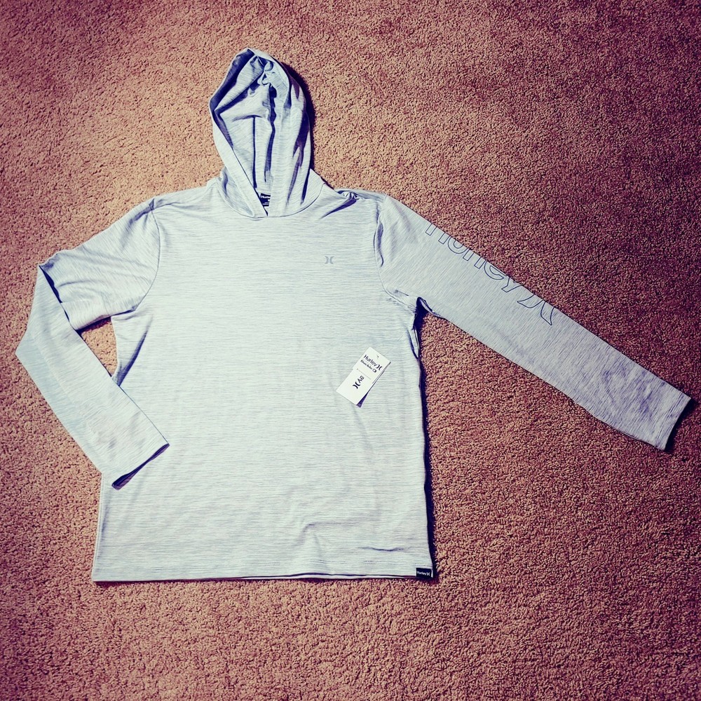 NWT $60 Men’s Hurley Casper Poly Stretch Fleece Pullover Hoodie Gray MEDIUM
