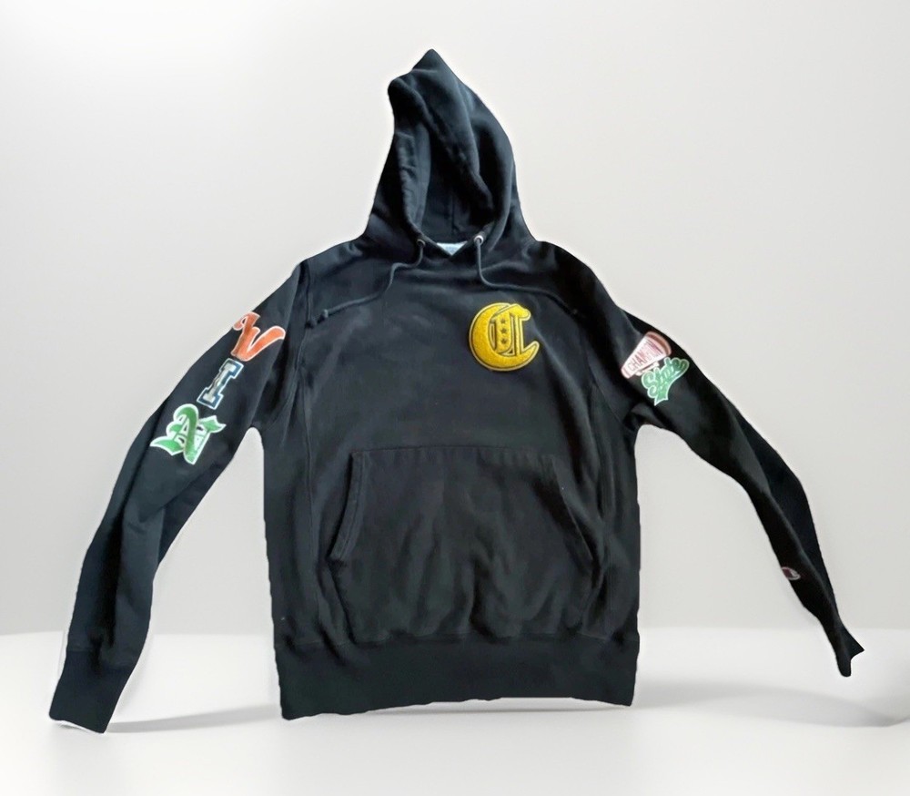 Champion Reverse Weave Hoodie Men’s S Varsity Letter C Patch Vintage Sweatshirt
