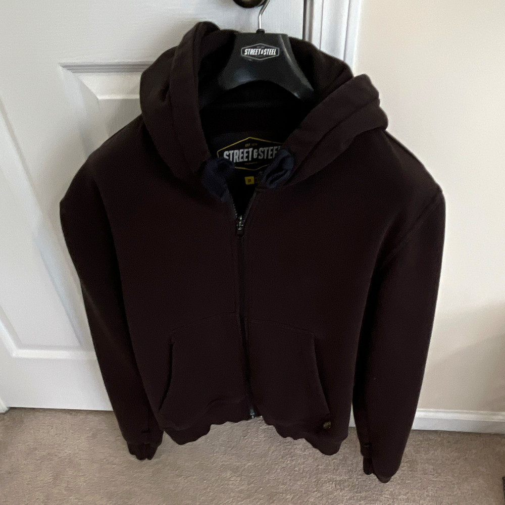 Street & Steel Men’s Full Zip Hooded Hoodie w/ Pockets Brown Size M