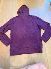 Faherty Hoodie Mens Medium Burgundy Sunwashed Organic Cotton Slub Pullover Knit