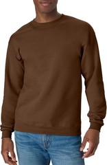 Men’s Pull On Sweatshirt Long Sleeve Crew Neck Army Brown Daily Wear Cotton