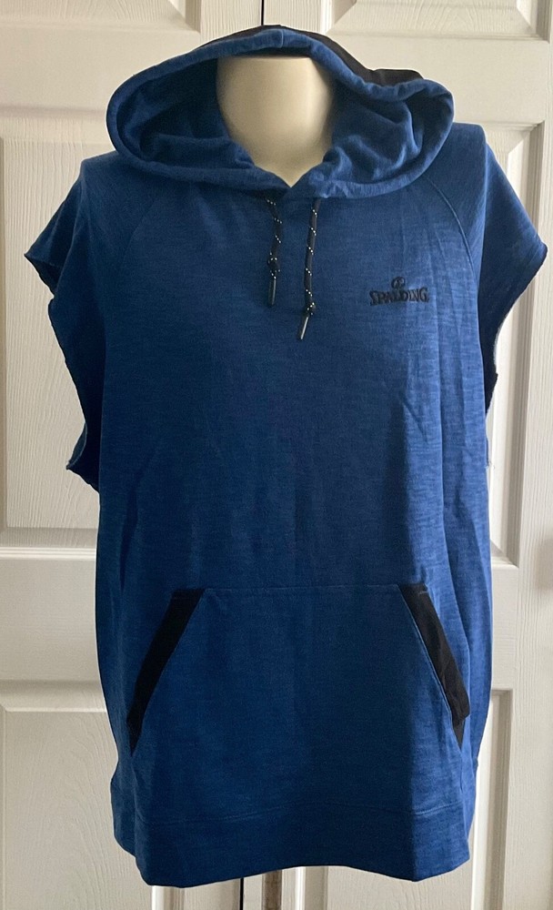 Men’s Spalding Pullover Hooded Royal Space Dyed Athletic Hoodie Blue Size XL