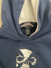 Vintage Sapphire Lounge Skull & Cross Tribal Embroidered Hoodie XL