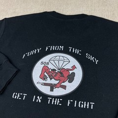 1-508 PIR Airborne Fury From The Sky Sweatshirt Mens Small Black Military Unit