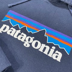 Patagonia P-6 Hoody Big Logo Uprisal Blue Hood Sweatshirt Sustainable Eco Small
