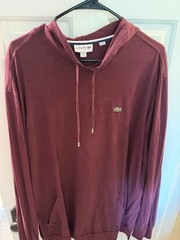 Lacoste Burgundy Lightweight Hoodie Men’s Size 1XLT XL Tall