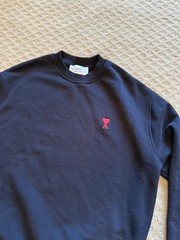 AMI Alexandre Mattiussi Black Crewneck Pullover Sweatshirt Logo unisex xxs