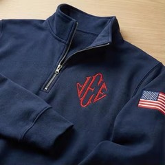 NEW JE Quarter Zip SWEATER Blue USA 1/4 ZIP JEE Sweatshirt USA SELLER