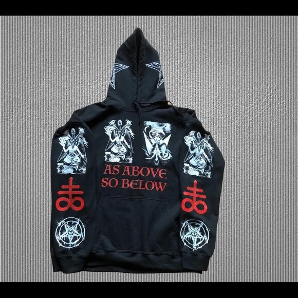 Baphomet Hoodie Bow to None S to XL Sizes As Above So Below Solve Et Coagula