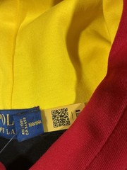 Polo Ralph Lauren Men Color Block Hoodie Navy Blue Yellow Pocket Size Large