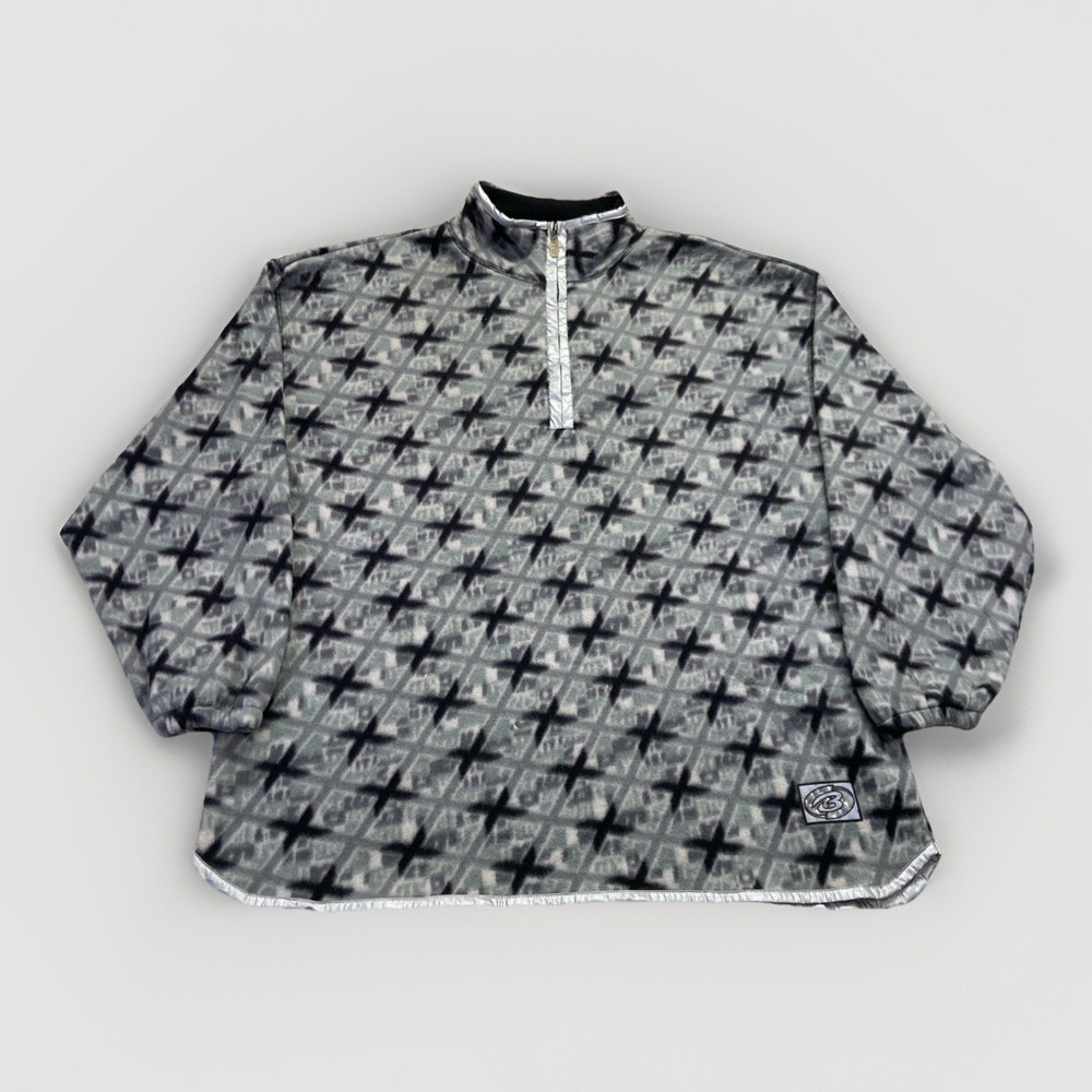 Vintage Bugle Boy Fleece Jacket Mens XL Tribal Aztec 1/4 Zip AOP
