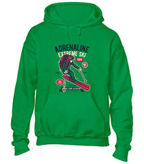 ADRENALINE EXTREME SKI HOODY HOODIE SKIING DESIGN COOL HOLIDAY CLOTHING GIFT TOP