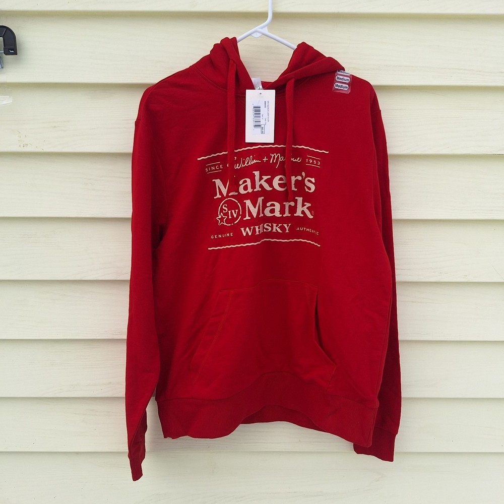 Makers Mark Hoodie Red Size M Whisky Athleisure Sport Organic Cotton Sustainable