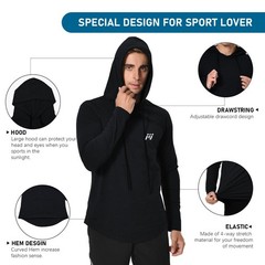 Men Gym Hoodie Hooded Sweatshirt Pullover Dry Cool Thermal Warm Outdoor Running