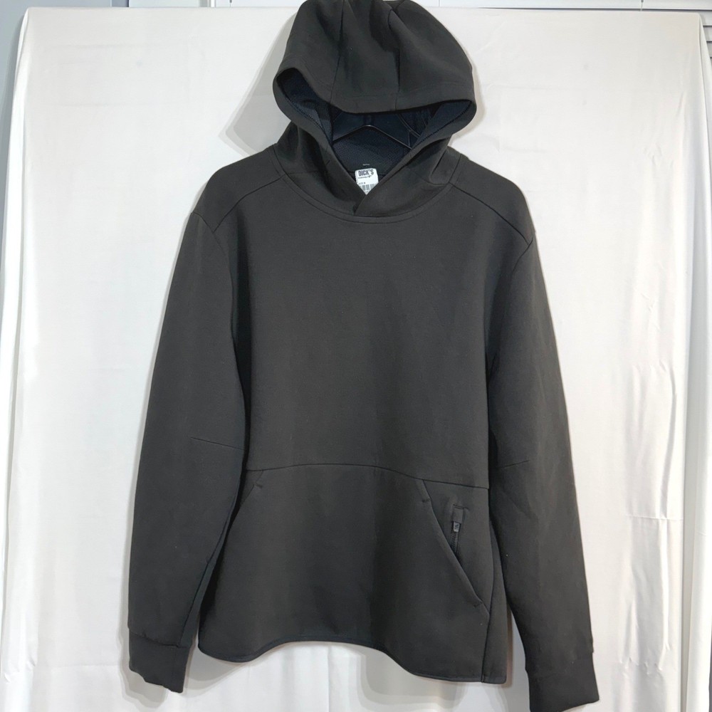 DSG Mens Medium Everyday Fleece Hoodie Black Athletic Sweatshirt Zip Pocket NEW