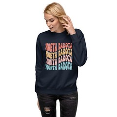 Retro North Dakota Unisex Premium Sweatshirt S,M,L,XL,2X,3X