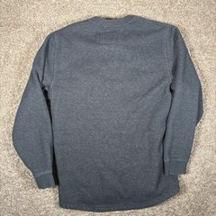 LL Bean Katahdin Iron Works Henley Sweatshirt Mens Medium Gray Fleece Lined