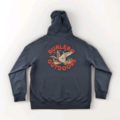 Burlebo Hoodie Men Large Old School Duck Hunt Graphic Pullover Outdoors Blue New