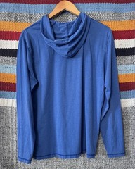 PUMA Solid Pullover Hoodie Blue Knit Cotton Polyester Men’s L Long Sleeve