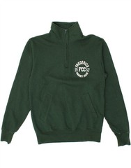 CHAMPION Mens Graphic Zip Neck Sweatshirt Jumper Small Green AW09