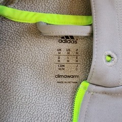 Adidas Mens Full Zip Front Hoodie Jacket Size M Gray Neon Green Raglan Climawarm