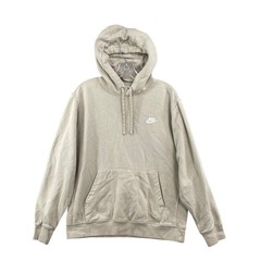 Nike Hoodie Mens Large Beige Club Fleece Pullover Spoetswear Academia Preppy