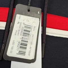 Armani Exchange Mens Pullover Hoodie Navy XL Red White Stripe AX 1991 Patch NWT