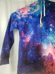 Hoodie Colorful Galaxy Blue/Green SPACE Stretch Athletic Gym Sweatshirt Sz XL