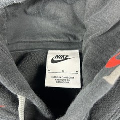Nike Hoodie Mens Medium Black Allover Letter Swoosh Pullover Fleece Sweatshirt