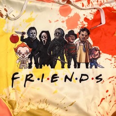 New Funny Halloween Horror Movie Friends Hoodie T-Shirt, Double Sided, Size XL