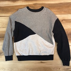 TOPMAN Mens Geometric Colorblock Sweatshirt Crewneck Pullover XXS