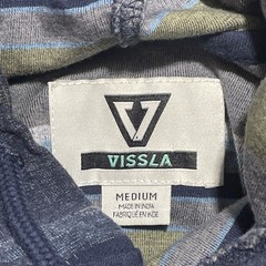 Vissla Men Medium Hoodie Pullover Long Sleeve Shirt Blue Striped Boho Baja EUC