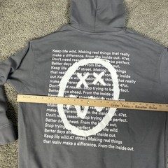 47 Street Hoodie Mens L Gray From The Inside Out Graphic Print Drawstring